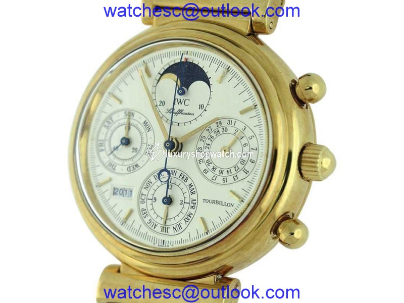 IWC Da Vinci 3752-001 Tourbillon Perpetual Calendar Chronograph Moonphase 18K Yellow Gold 39mm Mens Watch IWC