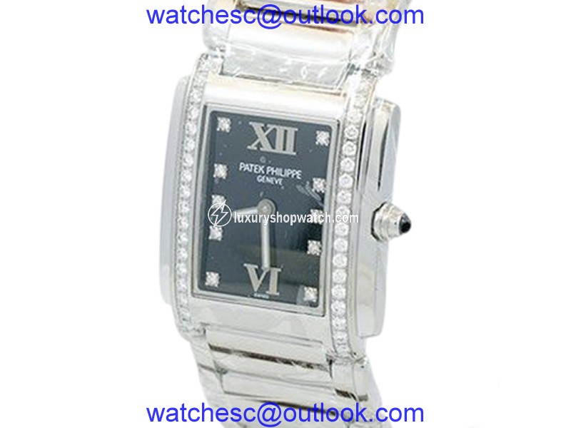 Patek Philippe Twenty-4 Diamond Black Dial Stainless Steel Womens Watch Patek Philippe