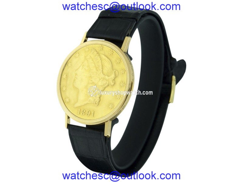 Audemars Piguet Hidden $20 Coin 18K Yellow Gold & Leather 35mm Men's Watch Audemars Piguet