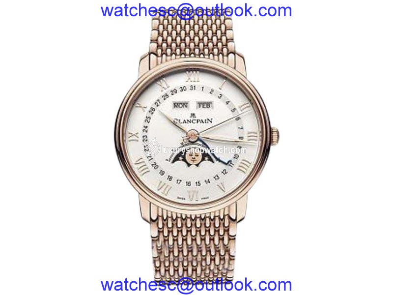 Blancpain Villeret 18K Rose Gold Complete Calendar Moonphase 40mm Mens Watch Blancpain