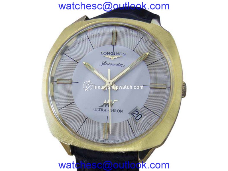 Longines Ultra Chron Gold Plated Stainless Steel & Leather Automatic 38mm Mens Watch 1970 Longines