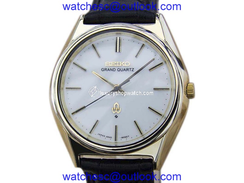 Seiko Grand Gold Capped and Stainless Steel & Leather Quartz 38mm Mens Watch 1980 Seiko