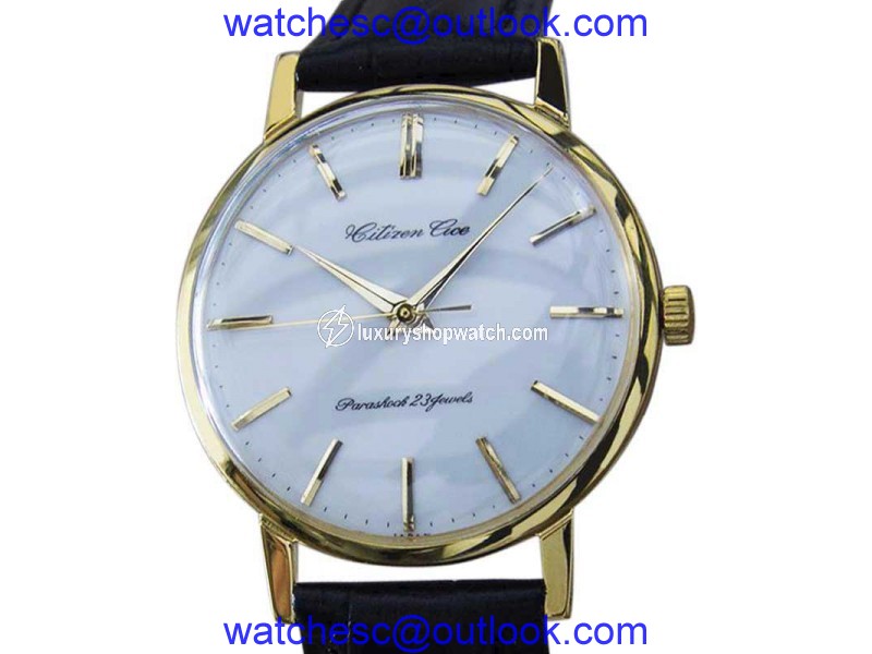 Citizen Ace Gold Plated Stainless Steel & Leather Manual 36mm Mens Watch 1960s Citizen