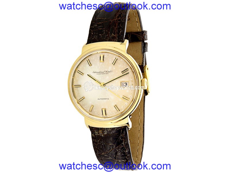 IWC Dress R800A 18K Yellow Gold / Leather Automatic Vintage 33mm Mens Watch IWC