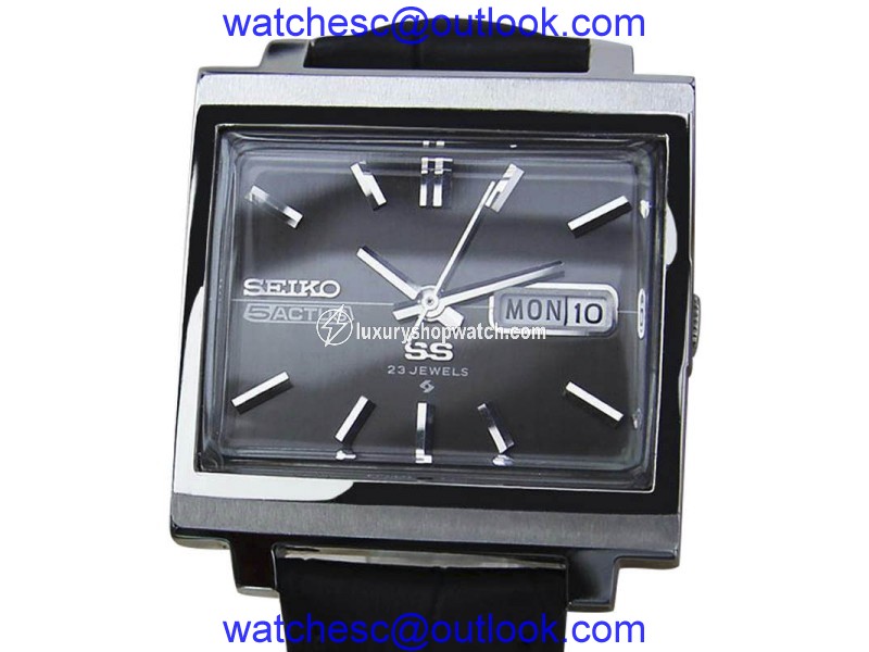 Seiko 5 Actus Stainless Steel / Leather Vintage 34mm Mens Watch Seiko