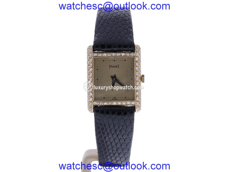 Piaget 40825 Yellow Gold & Leather with Diamond Automatic 19mm Womens Watch Piaget