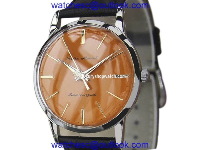 Seiko Marvel Stainless Steel & Leather Manual Vintage 33mm Mens Watch 1960s Seiko