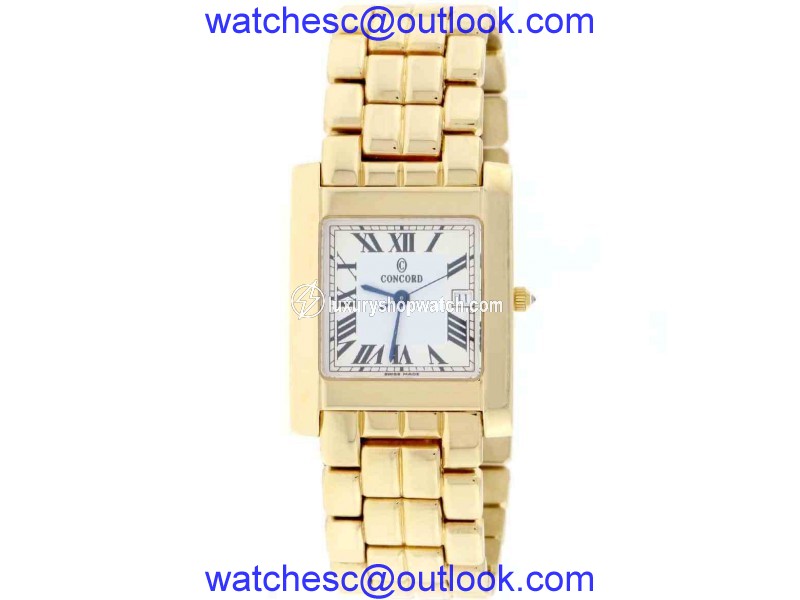 Concord Square 28-57-651 14K Yellow Gold & Silver Roman Dial 26mm Unisex Watch Concord