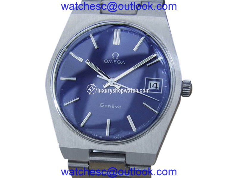 Omega Geneve MX45 Stainless Steel with Blue Dial Vintage 35mm Mens Watch Omega
