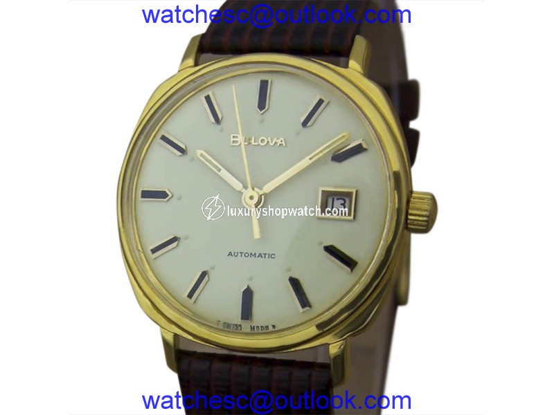 Bulova M8 Gold Plated Automatic 34mm Mens Vintage Dress Watch 1960s Bulova
