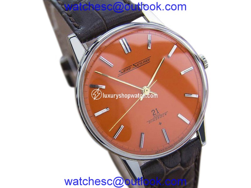 Seiko Skyliner Stainless Steel & Leather Manual 37mm Mens Watch Seiko