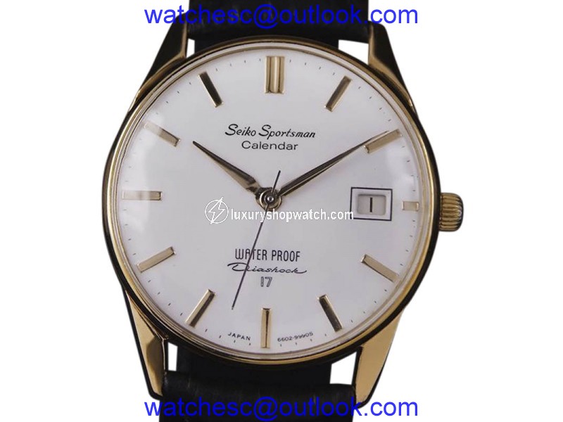 Seiko Sportsman Gold Plated/Stainless Steel & Leather Manual 32mm Mens Watch 1950s Seiko