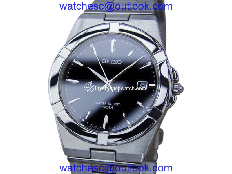 Seiko Stainless Steel Black Dial Quartz Vintage 36mm Men's Watch Seiko