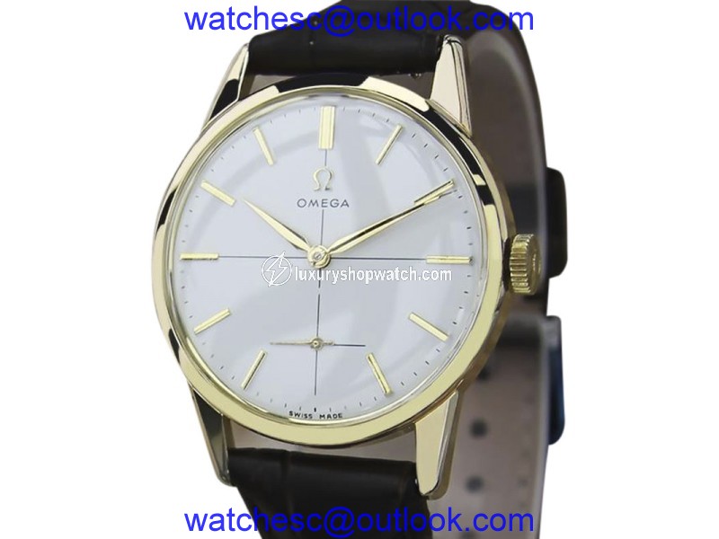 Omega 14391 61 Gold Plated Stainless Steel & Leather Manual 35mm Mens Watch 1960s Omega