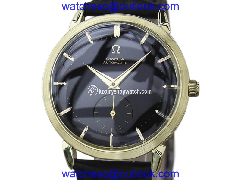 Omega 2709 18K Gold & Leather Automatic 34mm Mens Watch 1960s Omega