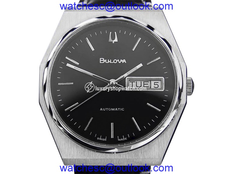 Bulova Stainless Steel / Leather Automatic Vintage 35mm Mens Watch Bulova