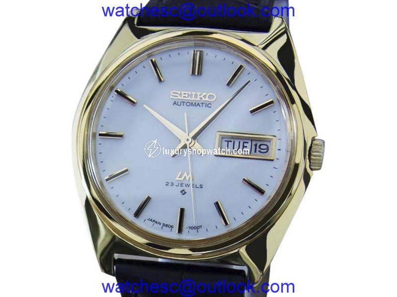 Seiko Lord Matic 5606 7000 Stainless Steel Gold Plated Automatic 36mm Mens Watch Seiko