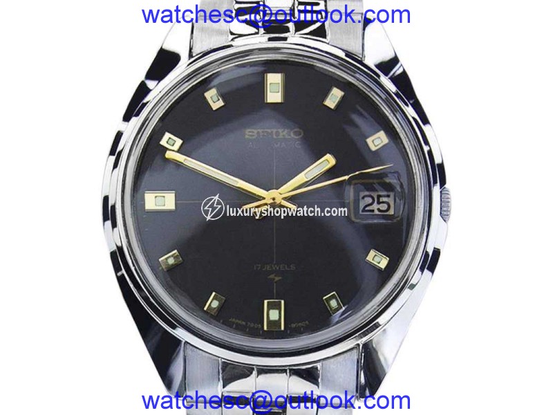 Seiko 7005 Stainless Steel Automatic Vintage 34mm Mens Watch 1970s Seiko