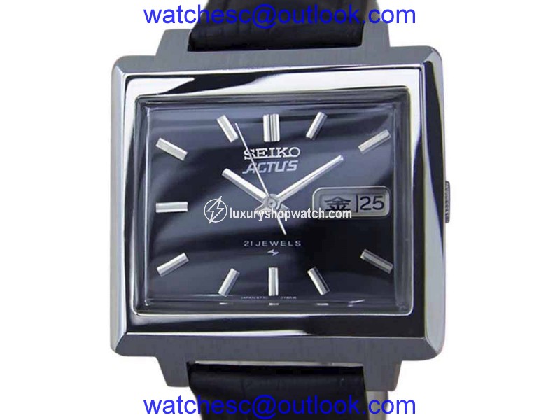 Seiko Actus Stainless Steel & Leather Automatic 36mm Men's Watch 1970s Seiko