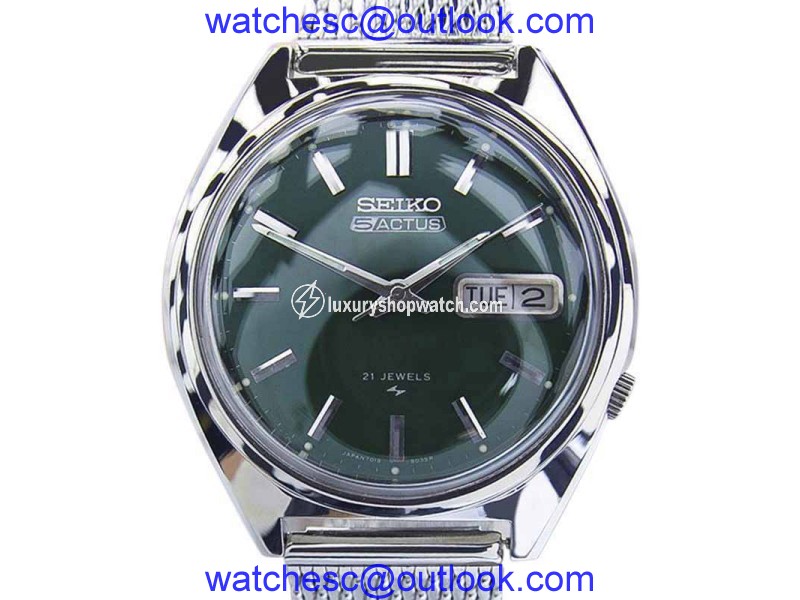Seiko Actus Stainless Steel Green Dial Automatic 38mm Mens Watch 1970 Seiko