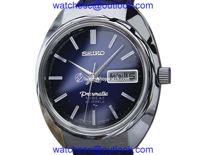 Seiko Presmatic Stainless Steel & Leather Vintage 36mm Mens Watch 1970s Seiko