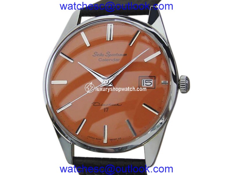 Seiko Sportsman Stainless Steel & Leather Manual 36mm Mens Watch 1960s Seiko