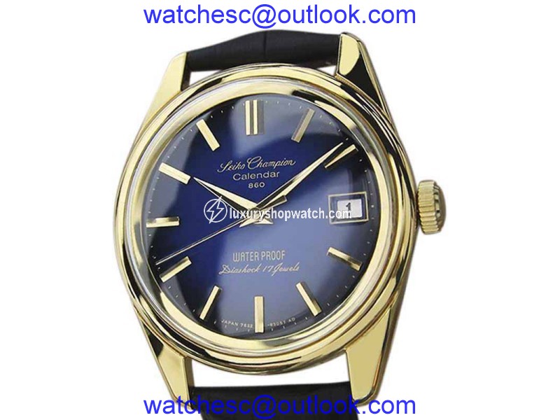 Seiko Champion Gold Plated Stainless Steel & Leather Manual 37mm Mens Watch 1960s Seiko