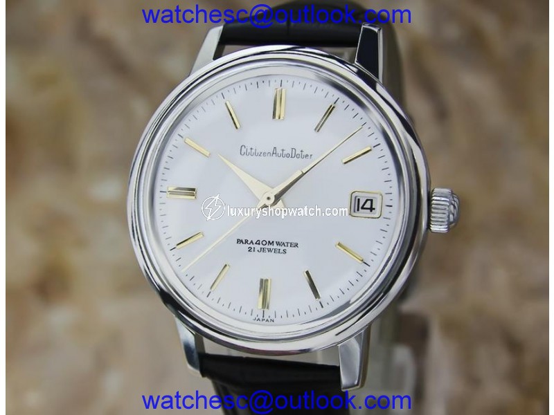 Citizen Autodater EE16 Stainless Steel and Leather Manual Vintage 38mm Mens Watch Citizen