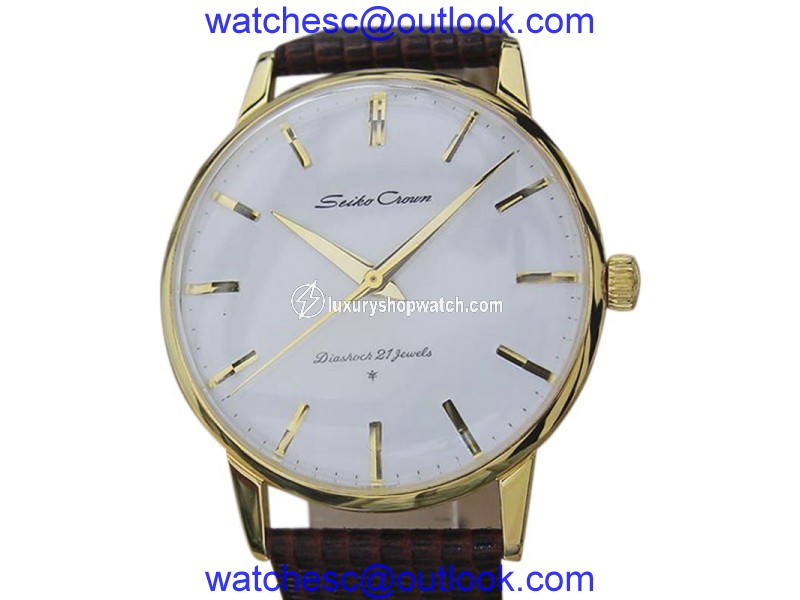 Seiko Crown Gold Plated Stainless Steel & Leather Manual 36mm Mens Watch 1960 Seiko