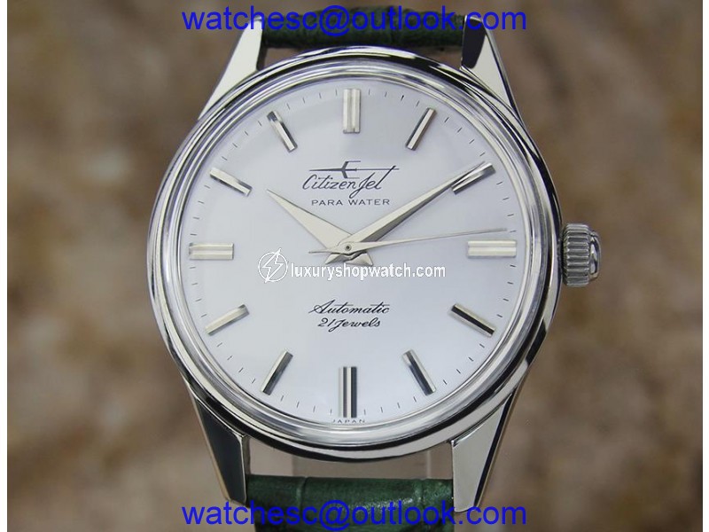 Citizen Jet Rare EE11 Stainless Steel with Leather Automatic Vintage 37mm Mens Watch Citizen