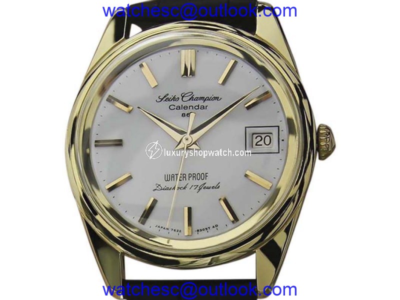 Seiko Champion Calendar Gold Plated/Stainless Steel & Leather Manual 36mm Mens Watch 1960s Seiko
