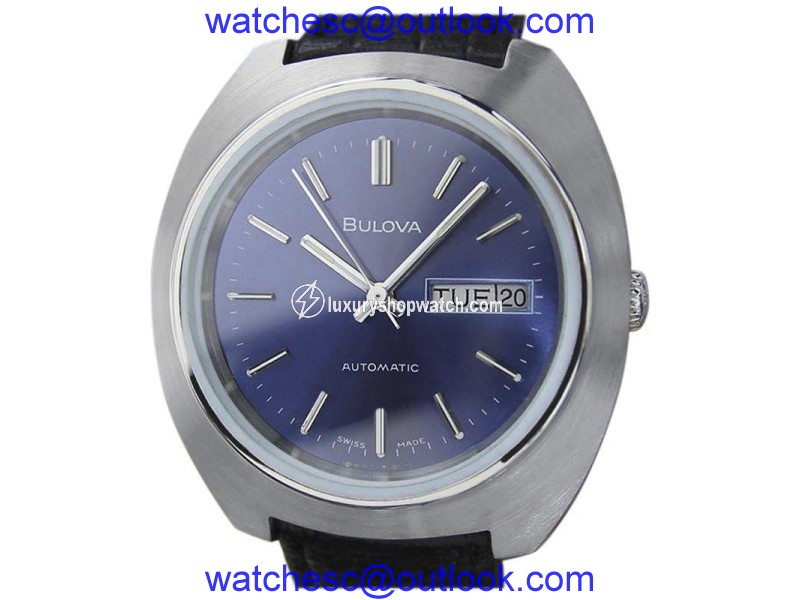 Bulova N6 Stainless Steel & Leather Automatic Vintage 39mm Mens Watch 1970s Bulova