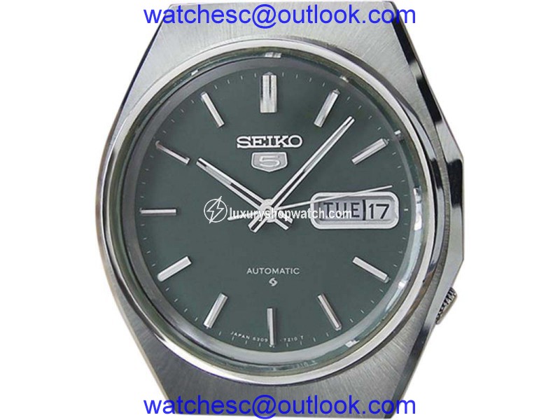 Seiko 5 Stainless Steel Green Dial Automatic Vintage 36mm Men's Watch 1970 Seiko
