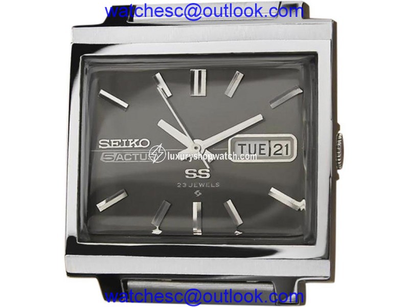 Seiko 5 Actus Stainless Steel Gray Dial Automatic Vintage 34mm Mens Watch 1970s Seiko