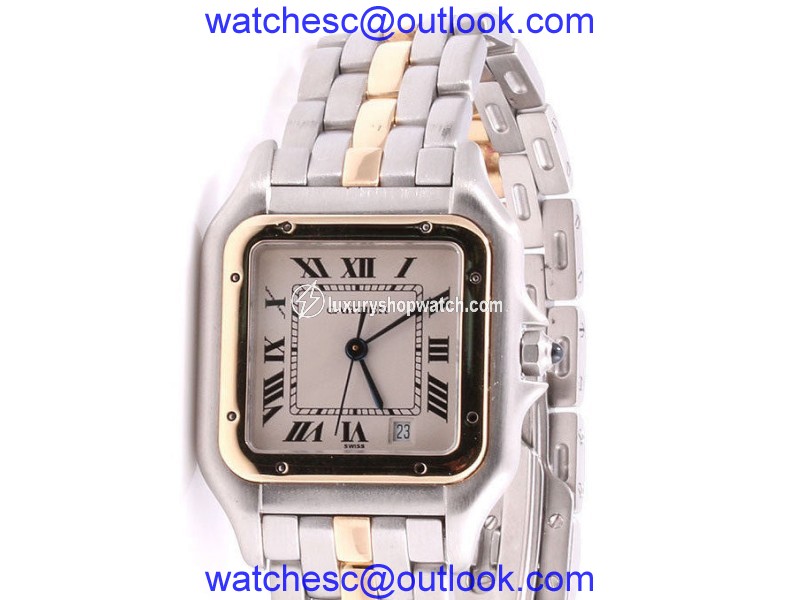 Cartier Panthere Yellow Gold And Stainless Steel Cream Roman Dial 27mm Womens Watch Cartier