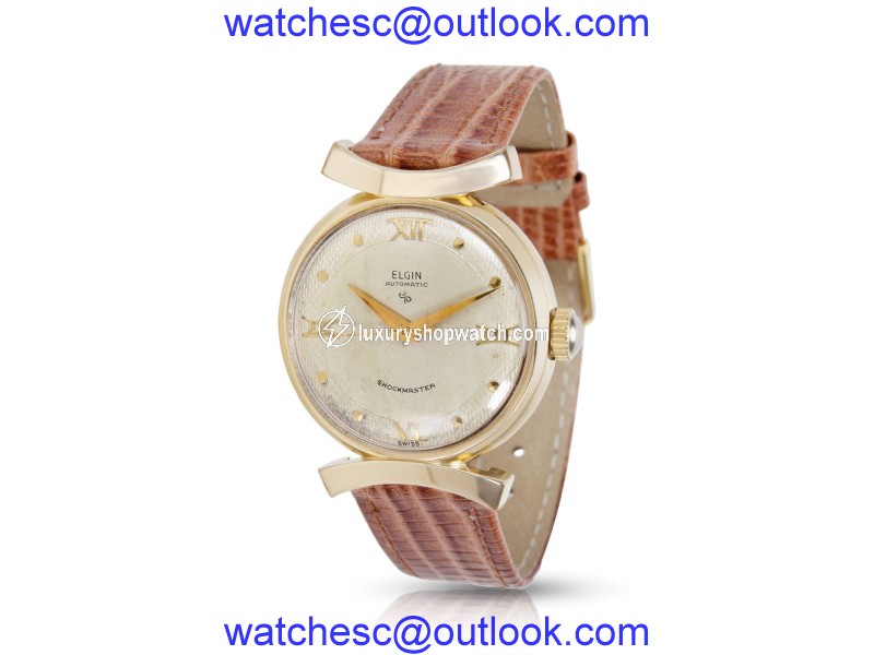 Elgin Shockmaster 14K Yellow Gold 30mm Mens Vintage Watch Elgin