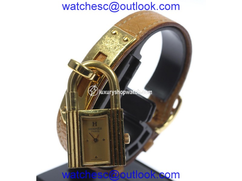 Hermes Kelly Gold Plated/Stainless Steel Leather Belt Quartz 20mm Womens Watch Hermes