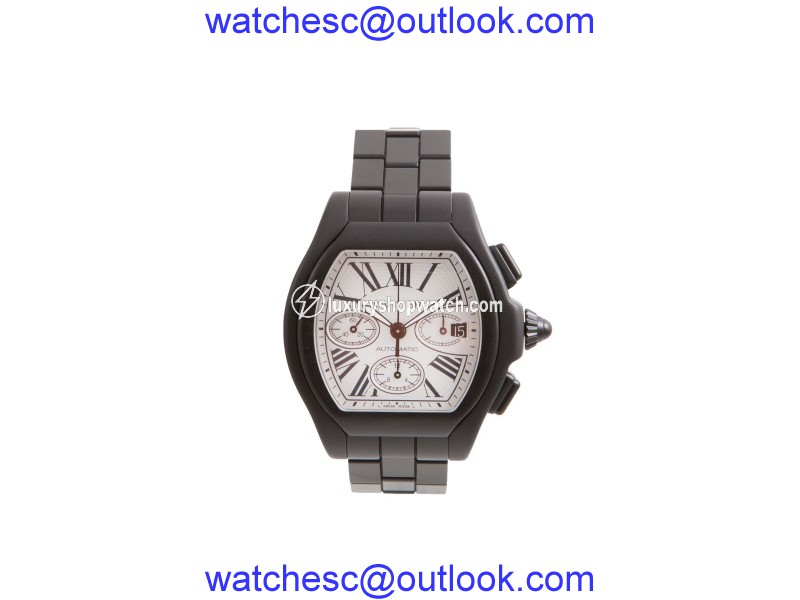 Cartier Roadster 3405 DLC/PVD Coated Stainless Steel Silver Dial 49.2mm Mens Watch Cartier