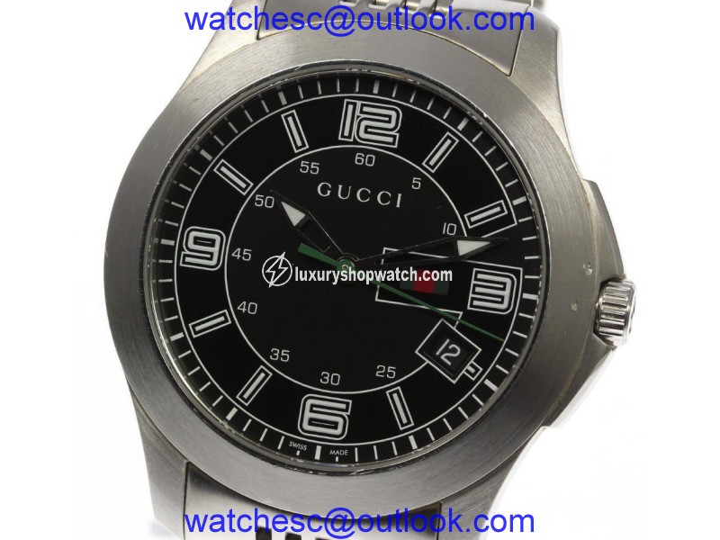 Gucci G Timeless YA126201 Stainless Steel with Black Dial Quartz 45mm Mens Watch Gucci