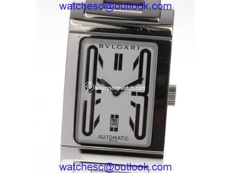 Bulgari Rettangolo RT45S Stainless Steel with White Dial Automatic 26mm Mens Watch Bulgari