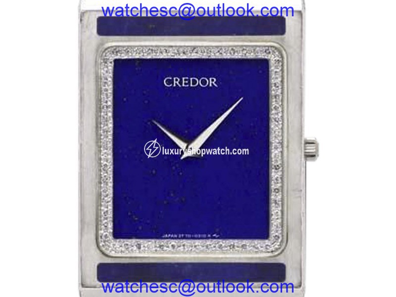 Seiko Credor Prestige 2F70-5270 18K White Gold with Lapis lazuli & Diamond Quartz 23.5mm Mens Watch Seiko