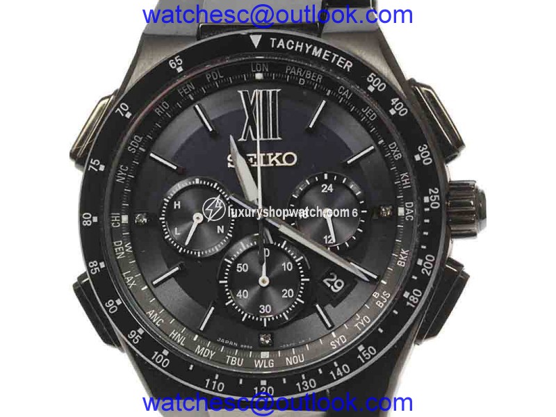 Seiko Brightz 8B92-0AE0 Stainless Steel & Ceramics Quartz 43mm Mens Watch Seiko