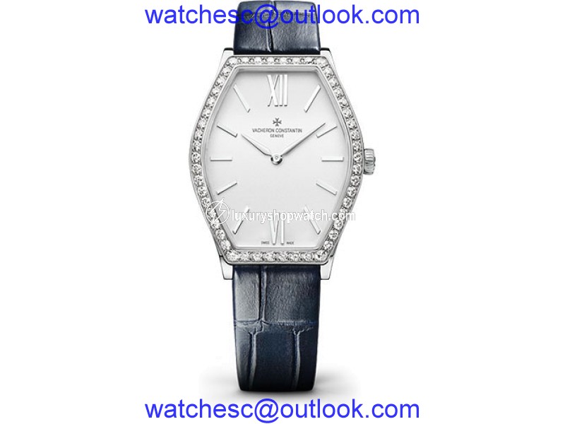 Vacheron Constantin Malte 25530000G-9741 18K White Gold & Leather with Silver Dial 34.4mm Womens Watch Vacheron Constantin