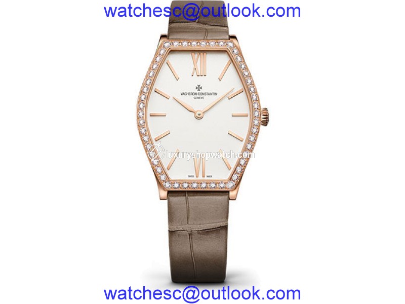 Vacheron Constantin Malte 25530/000R-9742 18K Rose Gold & Leather with Silver Dial 28.4mm Womens Watch Vacheron Constantin