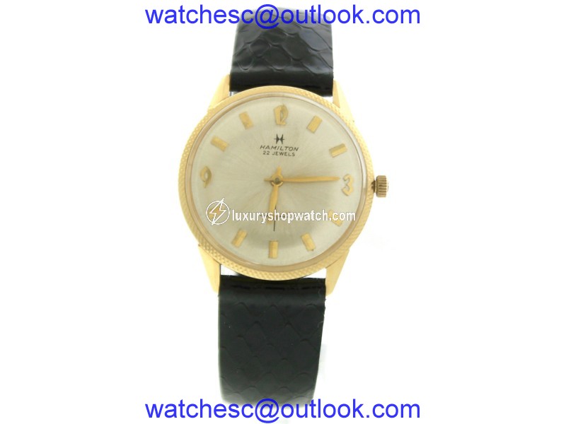 Hamilton 22 Jewels 14K Yellow Gold & Leather 33mm Watch Hamilton