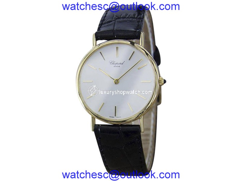 Chopard 18K Gold & Leather Swiss Made Quartz 32mm Mens Watch c1990 Chopard