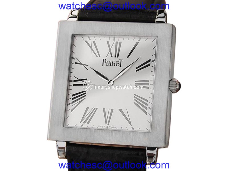 Piaget Protocole LV53 18K White Gold / Leather 33mm Mens Watch Piaget