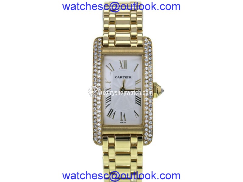 Cartier Tank Americaine 1710 18K Yellow Gold Quartz White Dial 34mm Men's Watch Cartier