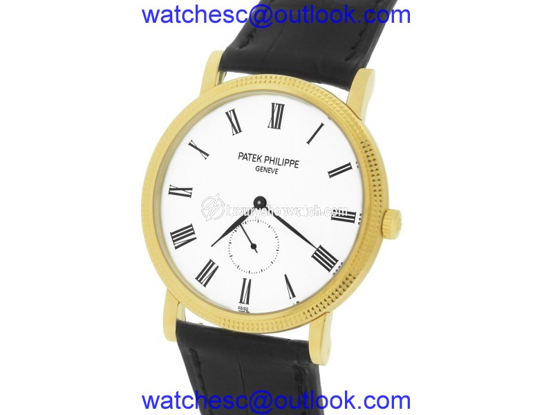 Patek Philippe Calatrava 5119 5119J-001 18K Yellow Gold / Leather with White Dial 36mm Mens Watch Patek Philippe