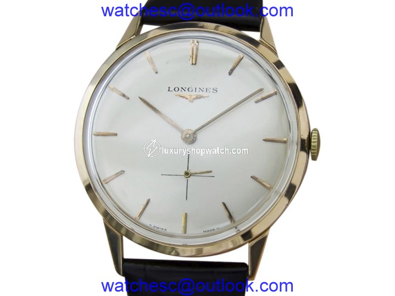 Longines 18K Rose Gold / Leather Vintage 34mm Mens Watch Longines